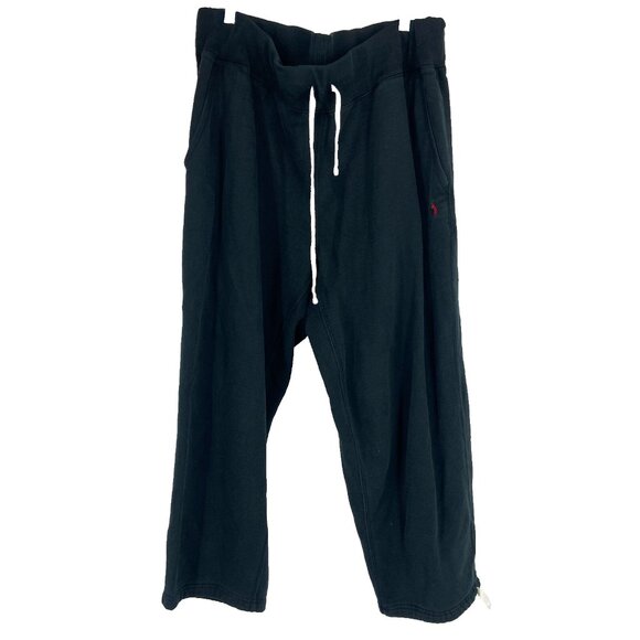 Polo Ralph Lauren Men Big 2X Sweatpants Black Straight Leg Drawstring Waist Adj - Picture 1 of 10